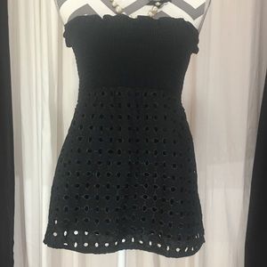 Smocked eyelet tunic tube top